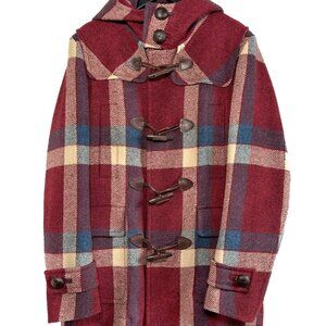 Dsquared2 Red Checkered Amovible Shearling Inside Duffle Coat